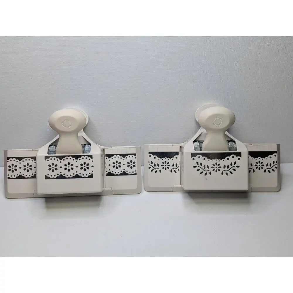 Lot of 2 Martha Stewart Around the Page Border Punches Lace Floral Scrapbooking